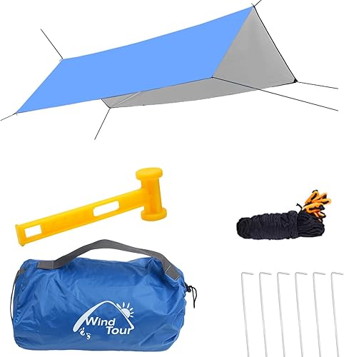 Miniatura 1 de Wind Tour Tienda de campaña multifuncional portátil, toldo de viaje, lona para mochilero, lona para lluvia, toldo impermeable, lona para acampar al