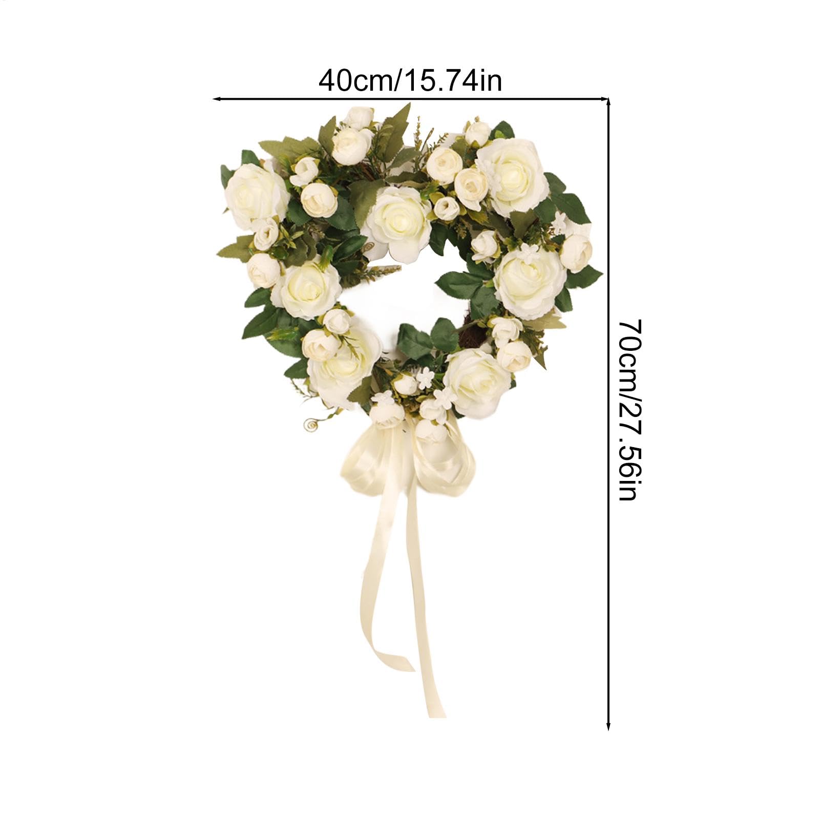 Couronne de Saint-Valentin pour porte d'entrée, couronne de cœur de rose, couronne de fleurs d'extérieur - Couronne de printemps - 38 cm, couronne de fleurs, de porte d'entrée, artificielle