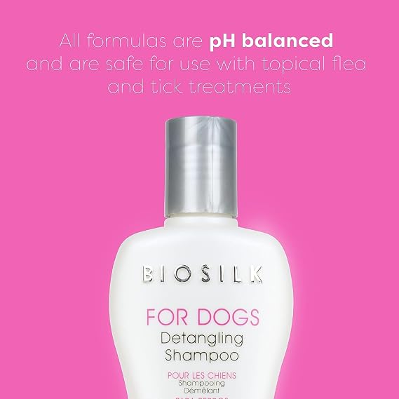 BioSilk for Dogs Silk Therapy Detangling Dog Shampoo, 12 Fl Oz Bottle | Coconut oil and silk proteins, dematting formula, paraben-free, pH balanced for all coats