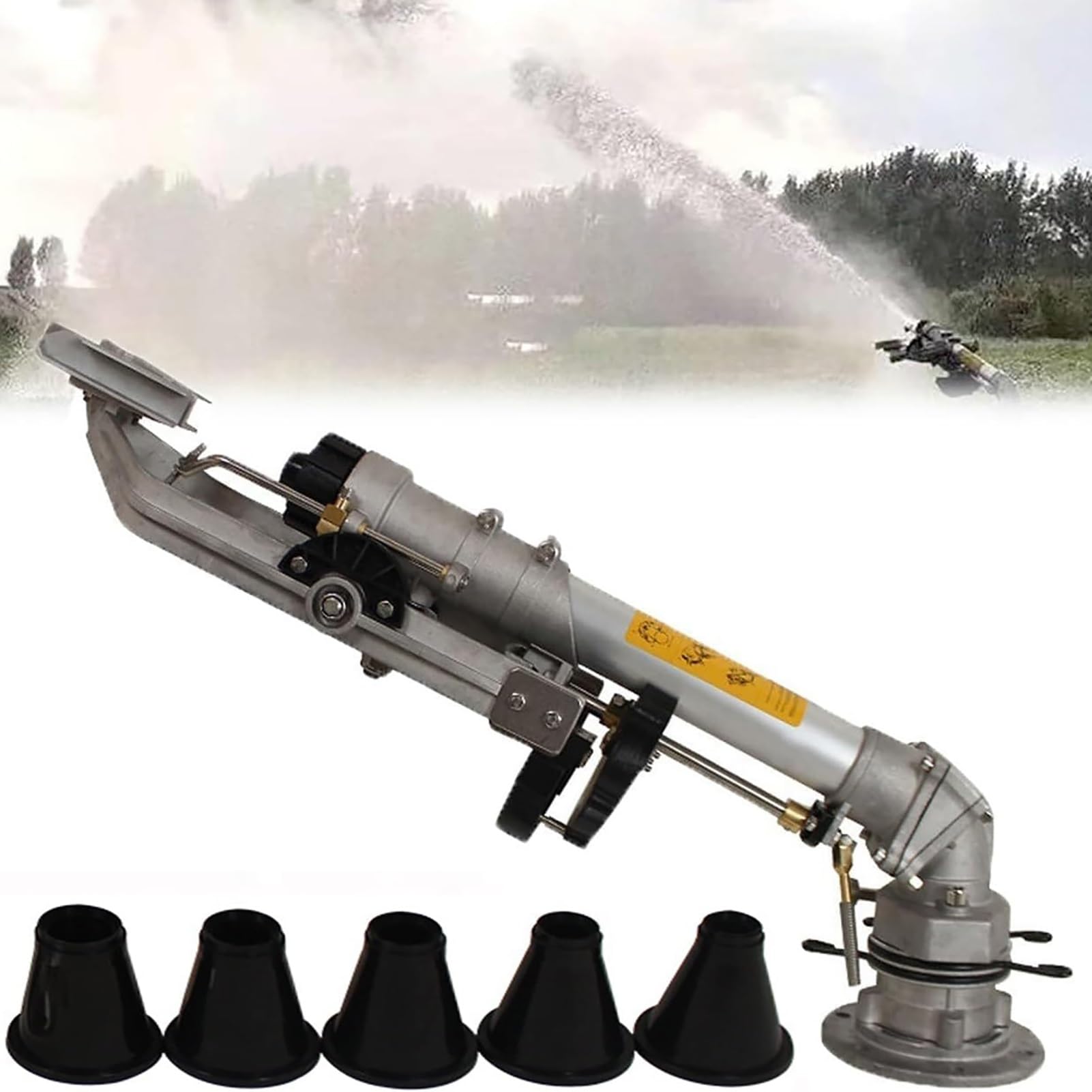 Arroseur d'irrigation de ferme, grand pistolet d'arrosage automatique de 3,8 cm, rotation lente à 360 ° avec buse de rechange pour fermes, vergers