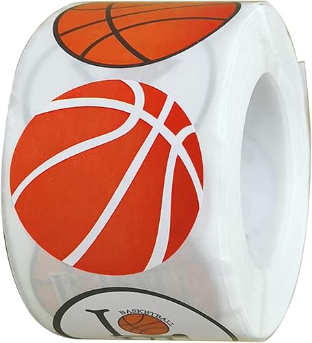 500 etiquetas adhesivas de baloncesto Suministros para fiestas deportivas de baloncesto, decoración de regalos, frascos, cartas, calcomanías de