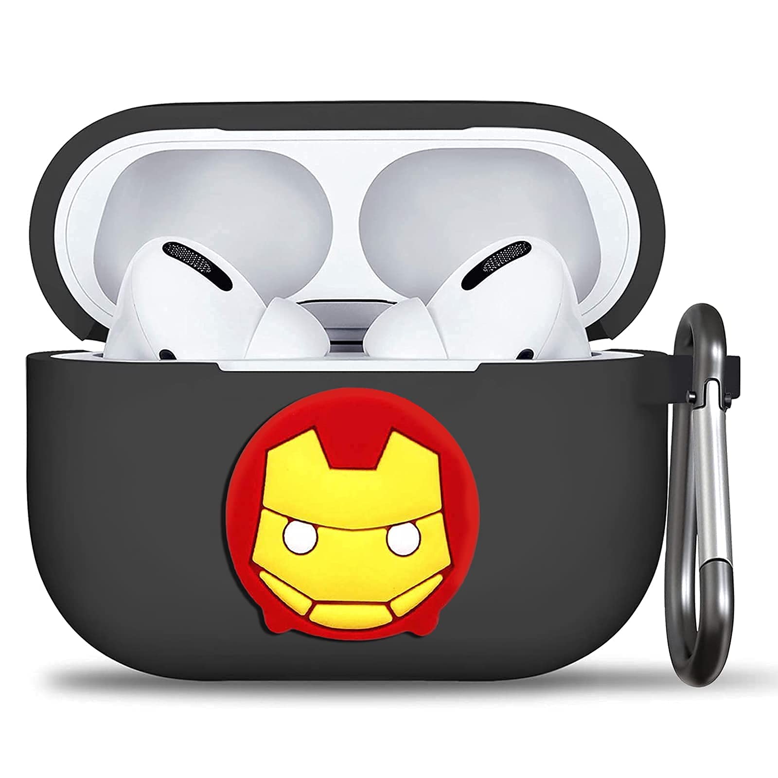 Case for Airpods Pro 3, Soft Silicone Case Cover for Airpod Pro 3, Shock-Absorbing, Wireless Charging Portable Case for Women Case with D Shape Buckle (Black case Man in Armor)