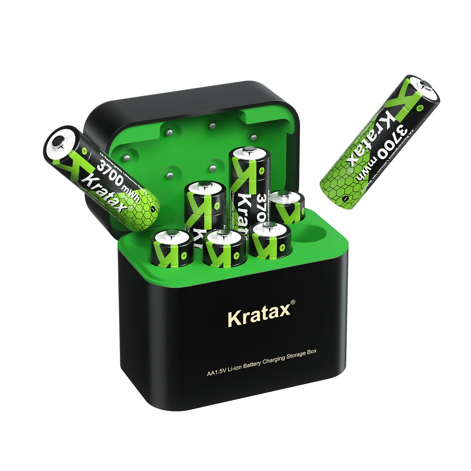 Kratax 3700mWh AA Rechargeable Battery with Charging Case