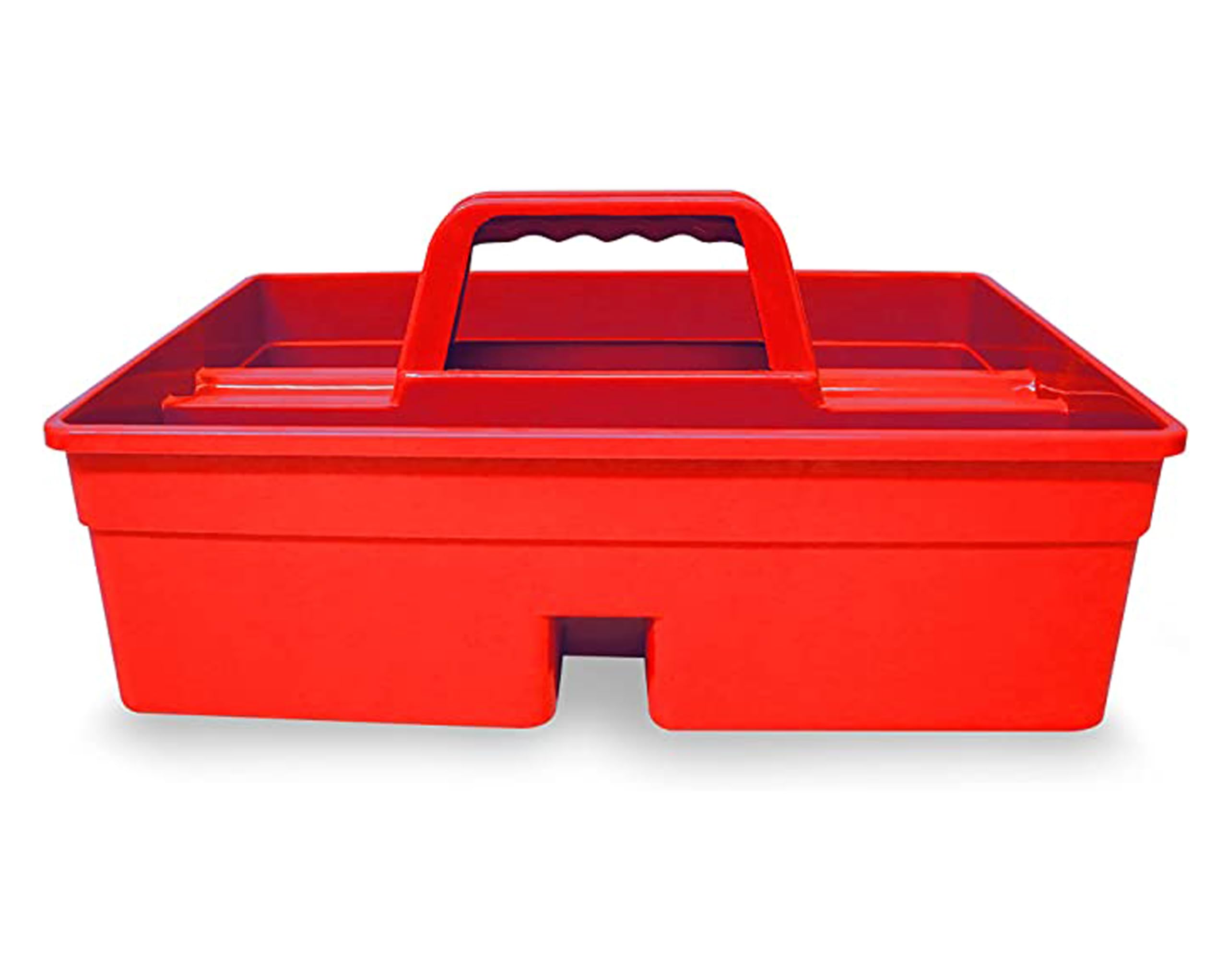 ECO CARE Cleaning Caddy with Handle- Cleaning Products Organiser, Handy Kitchen Cleaning Tool Box and Cleaners Carry Tray Basket - Large 15 * 13 * 4.5 inch High (Red)