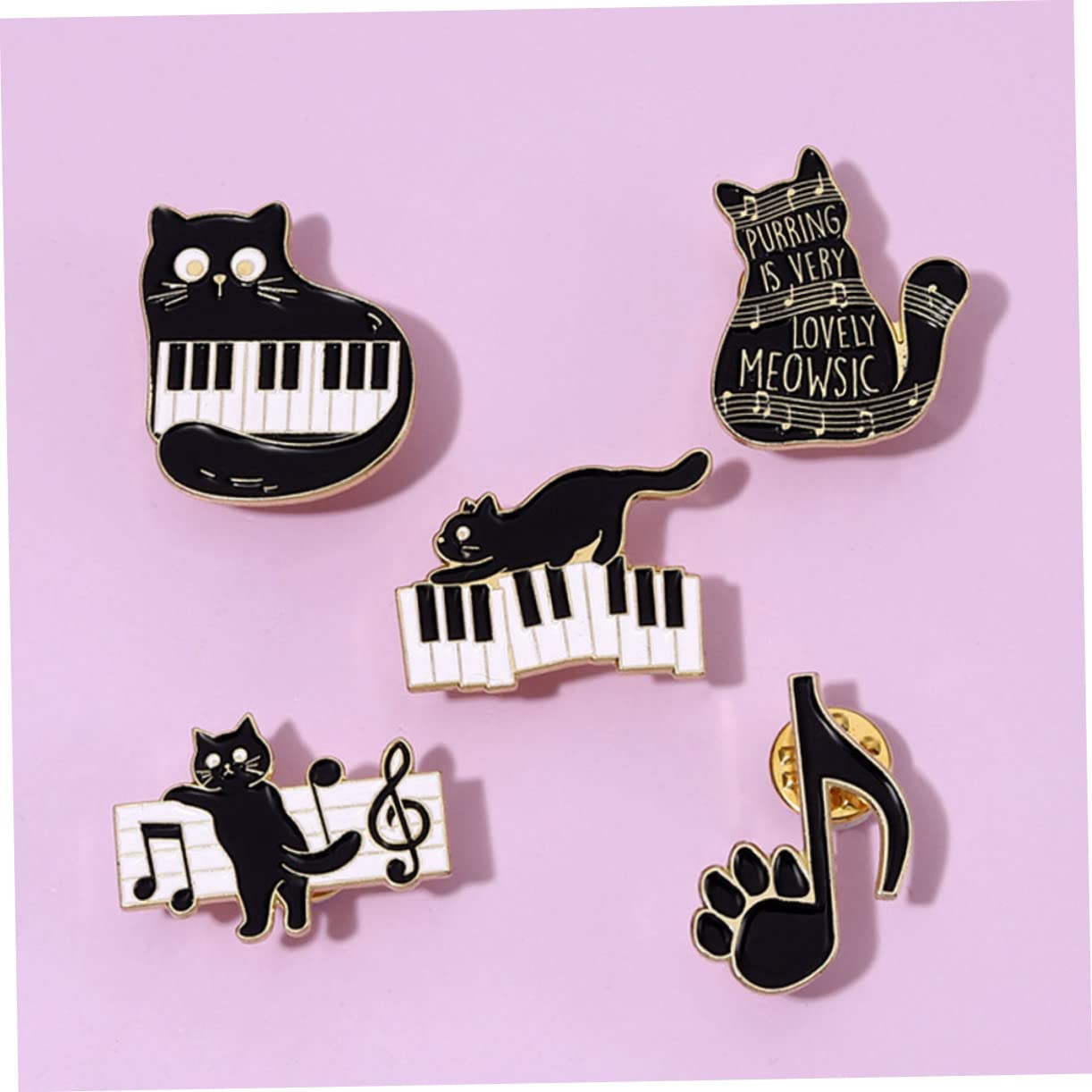 CALLARON Spilla Con Nota Musicale Di Gatto Bacheca Di Sughero Pin Di Smalto Tazze Di Gatto Spilla Natale Spilla Divertente Spilla Animale Perno Smaltato Estetico Lega Black
