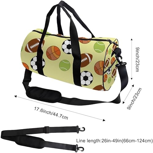 Miniatura 2 de Playful Ball Motif Stain- Resistant Womens Gym Bag Oxford Tote Bags Adjustable Shoulder Strap, Convertible Carry Backpack Retro Gym Bag For Beach