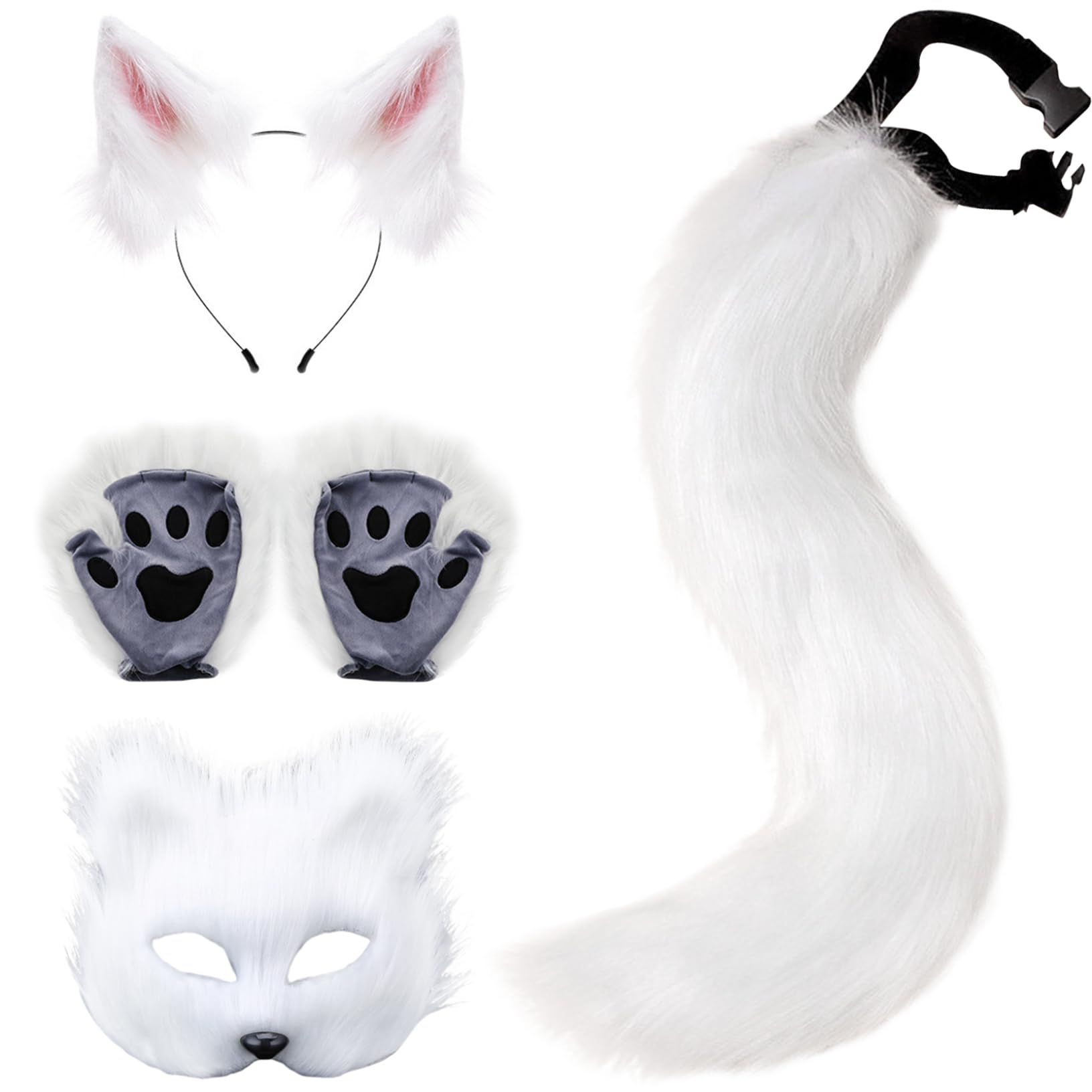 Fox Costume 1 Set Realistic Plush White Themed Decorative Therian