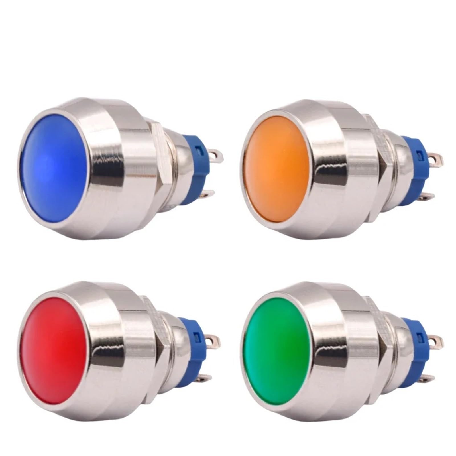 1 sztuk 12mm 4-pinowe oświetlenie LED 12 V 24 V 220 V podświetlany przełącznik przyciskowy z chwilowym zaczepem (niebieska dioda LED, momentary, 12-24 V)