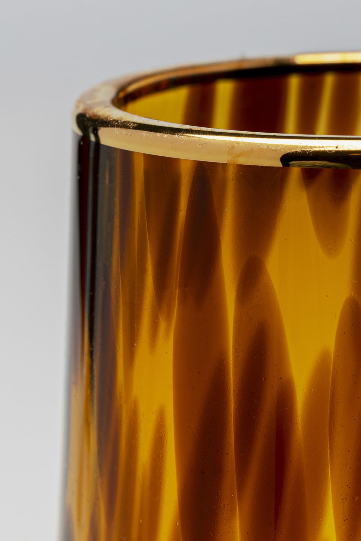 Kare Design Sektglas Caramel, Gläser-Set, 4-teilig, Braun, 210ml, Glas mit Goldrand und geflecktem Muster, Eleganter Champagnerkelch, Modernes Glas für Sekt & Prosecco