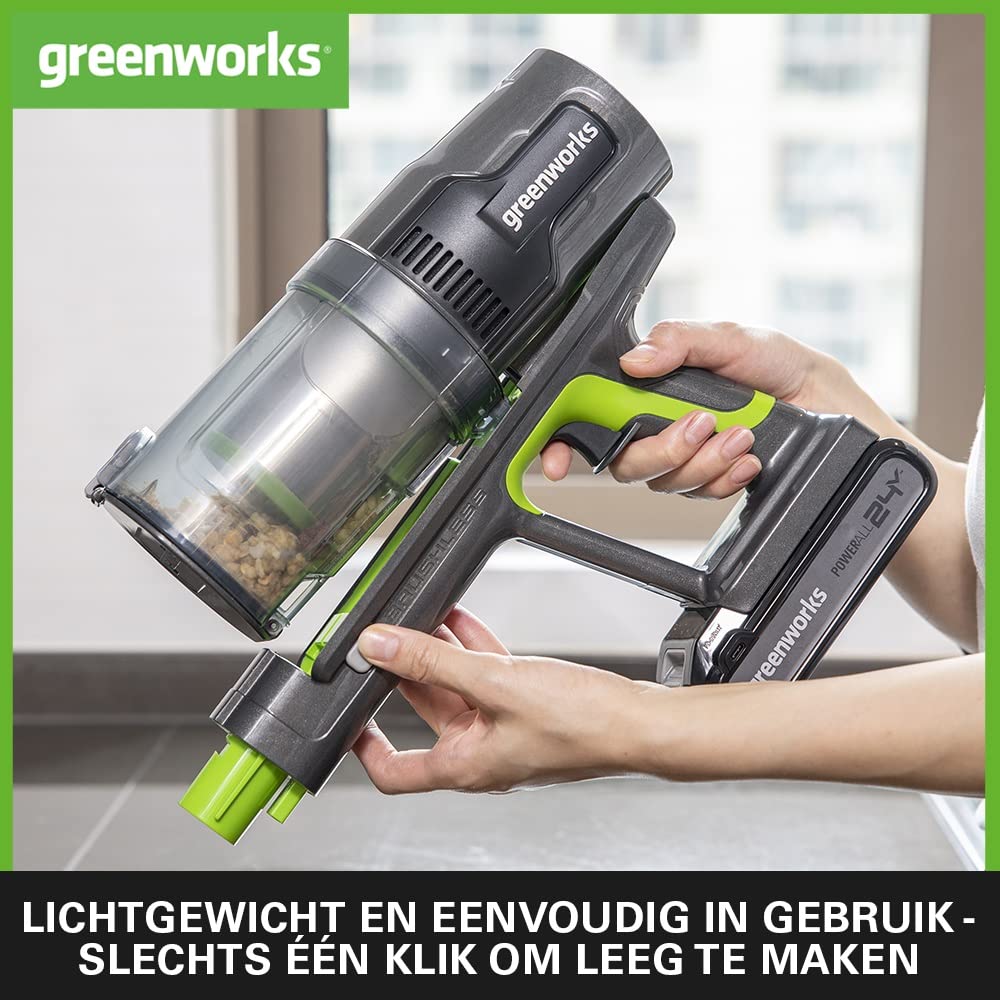 Greenworks GD24SVK4D Deluxe Draadloze Stofzuiger, Krachtige Zuigkracht, 45 Minuten Gebruikstijd, Hepa-Filter, Hulpmiddel voor Huisdierenhaar, 24V 4Ah- Batterij en Standaard-Superlader, 3 Jaar Garantie