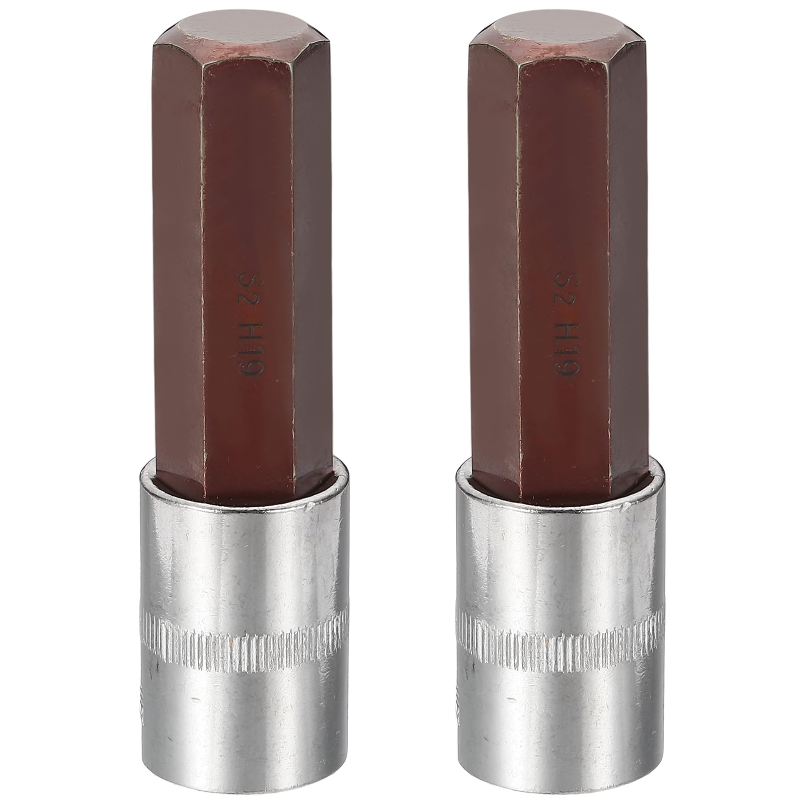 sourcing map 2Pcs Hex Bit Socket 1/2" Drive H19 S2 Steel Hexagonal Head Long Screwdriver Drill Bits CR-V Steel Socket Adapter for Home Auto Axle Hex Nuts Bolts Repair