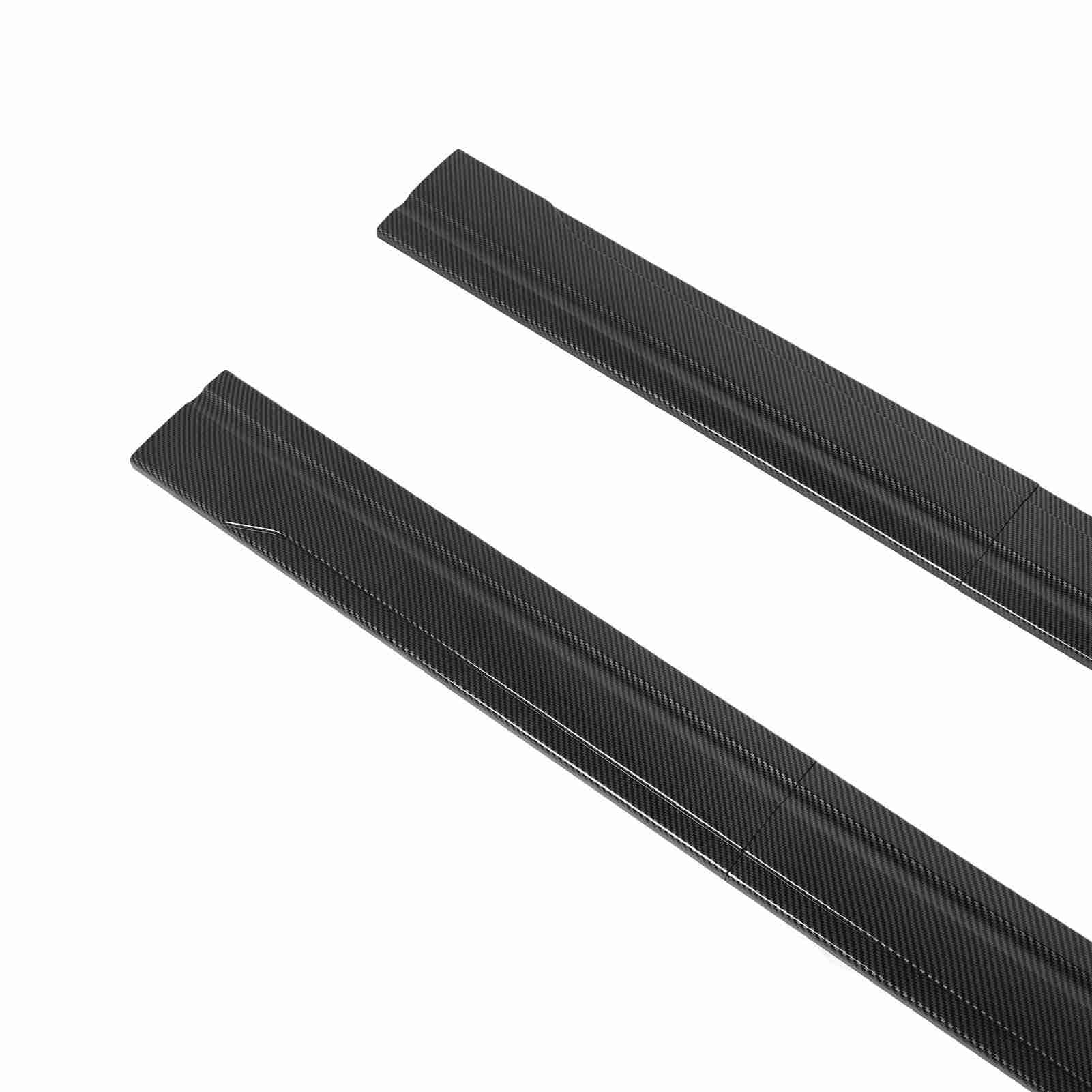 8 faldas laterales de coche de 86.5 in, divisores ABS con patrón de fibra de carbono, reemplazo universal para, panel basculante negro brillante con tornillos, mejora la