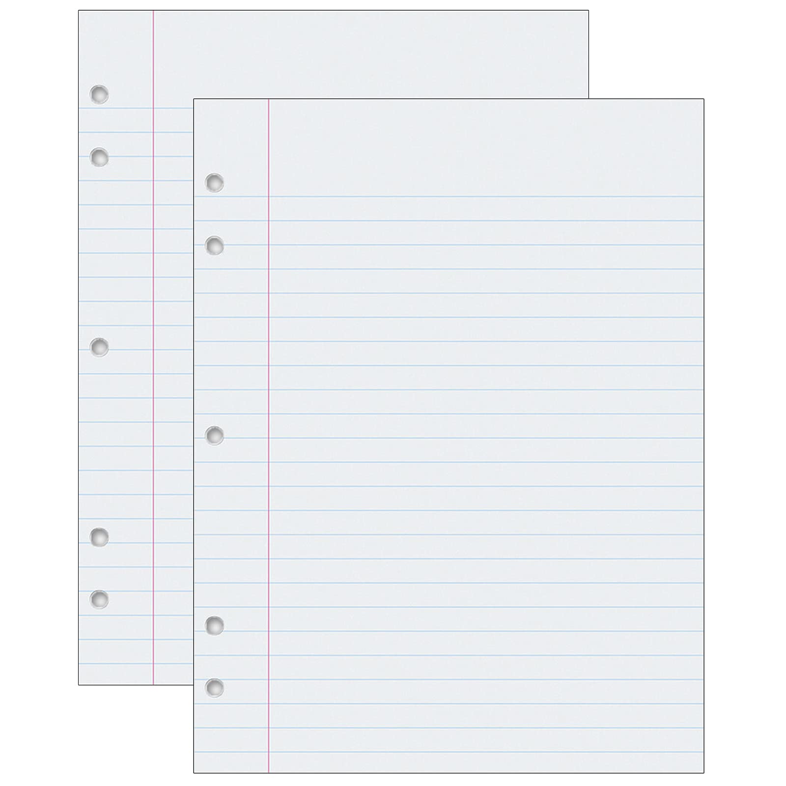 PACON(r) Composition Paper, White, 5-Hole Punched, Red Margin, 3/8" Ruled, 8" x 10-1/2", 500 Sheets Per Pack, 2 Packs