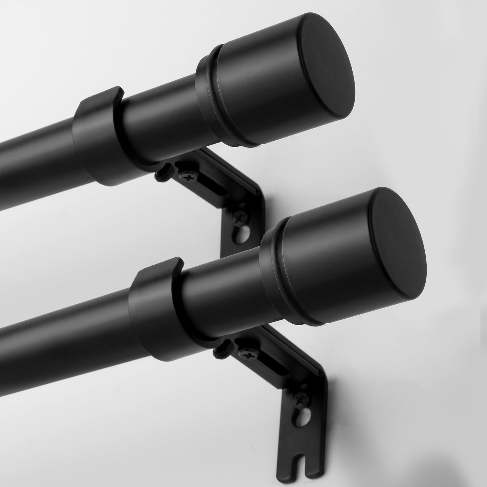 2PCS Curtain Rods for Windows 16 to 120 Inches, Adjustable Curtain Rod, 1 Inch Diameter Window Curtain Rod with Aluminium End Cap, Heavy Duty Sturdy