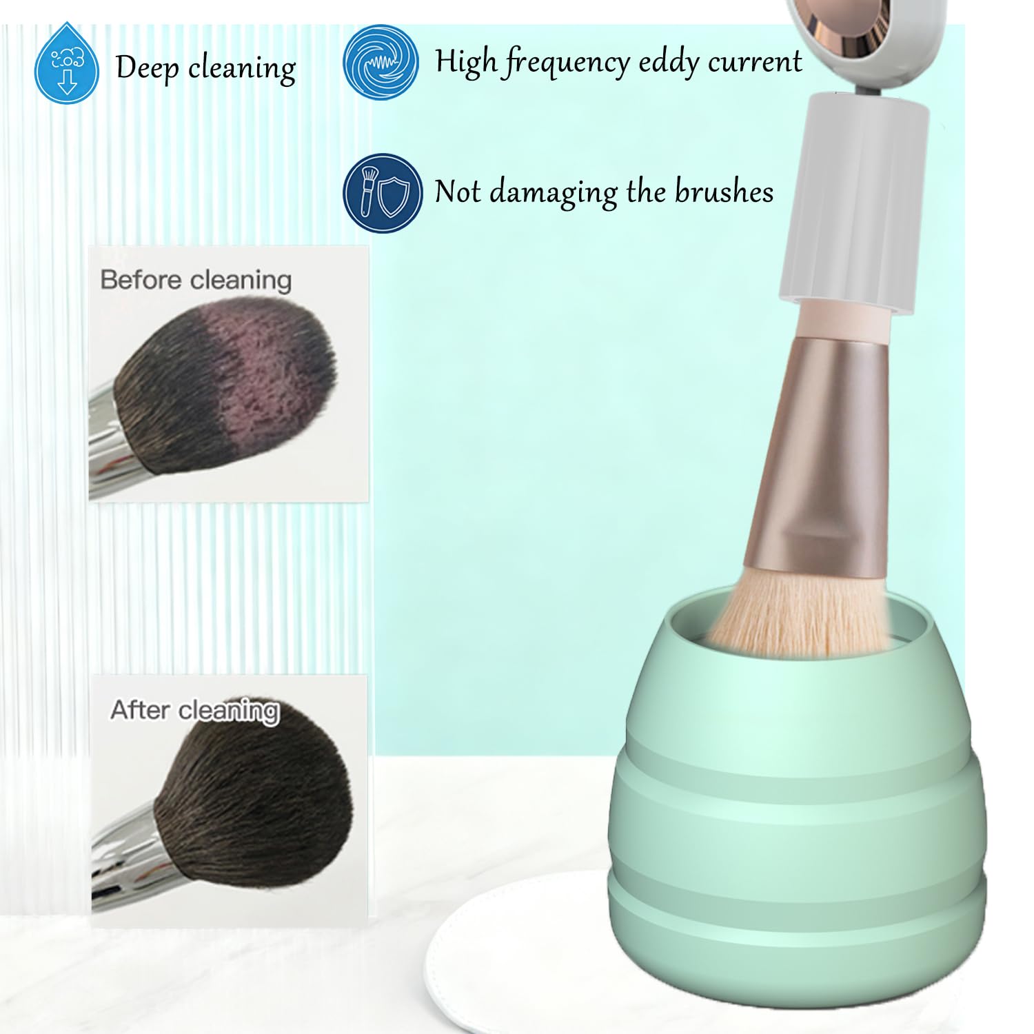 Machine électrique de nettoyage de pinceaux de maquillage, nettoyage et séchage intégrés de pinceaux et outils, machine de nettoyage de pinceaux de maquillage à faible fréquence