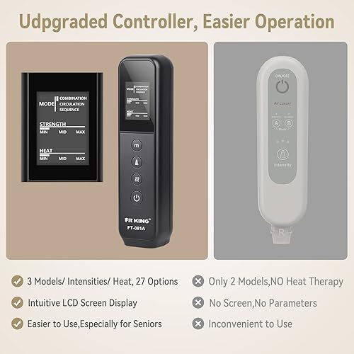 Miniatura 5 de FIT KING Masajeador de piernas con terapia de calor y compresión, masaje de compresión de piernas masajeador de pies y pantorrillas para