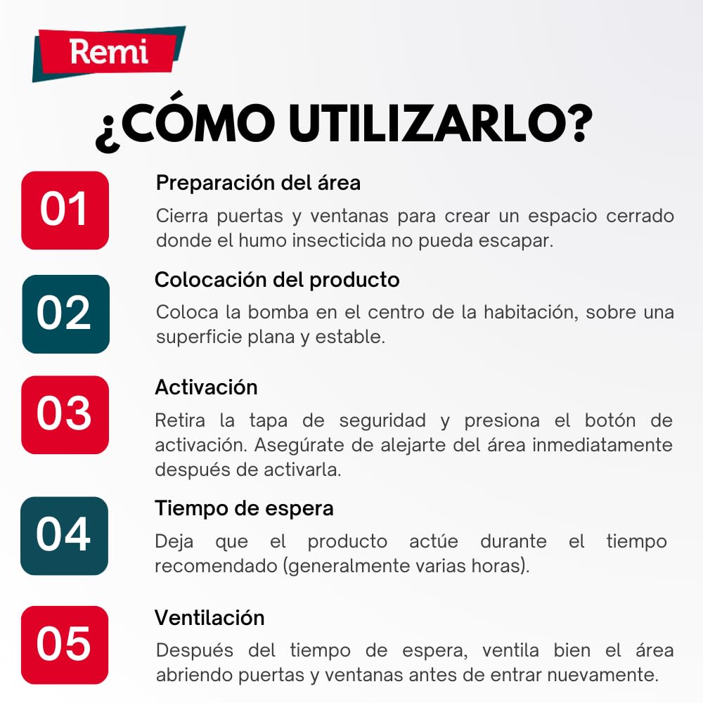 Remi Hogar Descarga Total Anti Chinches y pulgas | Bomba Humo Insecticida | Aerosol | Acción Choque Contra Plagas (150 ml) | Cucarachas, polillas e insectos voladores
