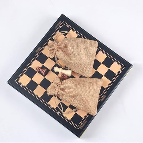 Miniatura 7 de JGATW Juego de ajedrez de madera, juego de mesa de ajedrez de 9.3 pulgadas con pieza de ajedrez artesanal y ranuras de almacenamiento para niños y