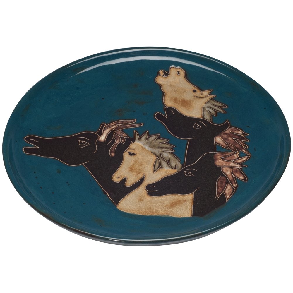 Animal World - Horses Running Hand-Etched Serving Platter