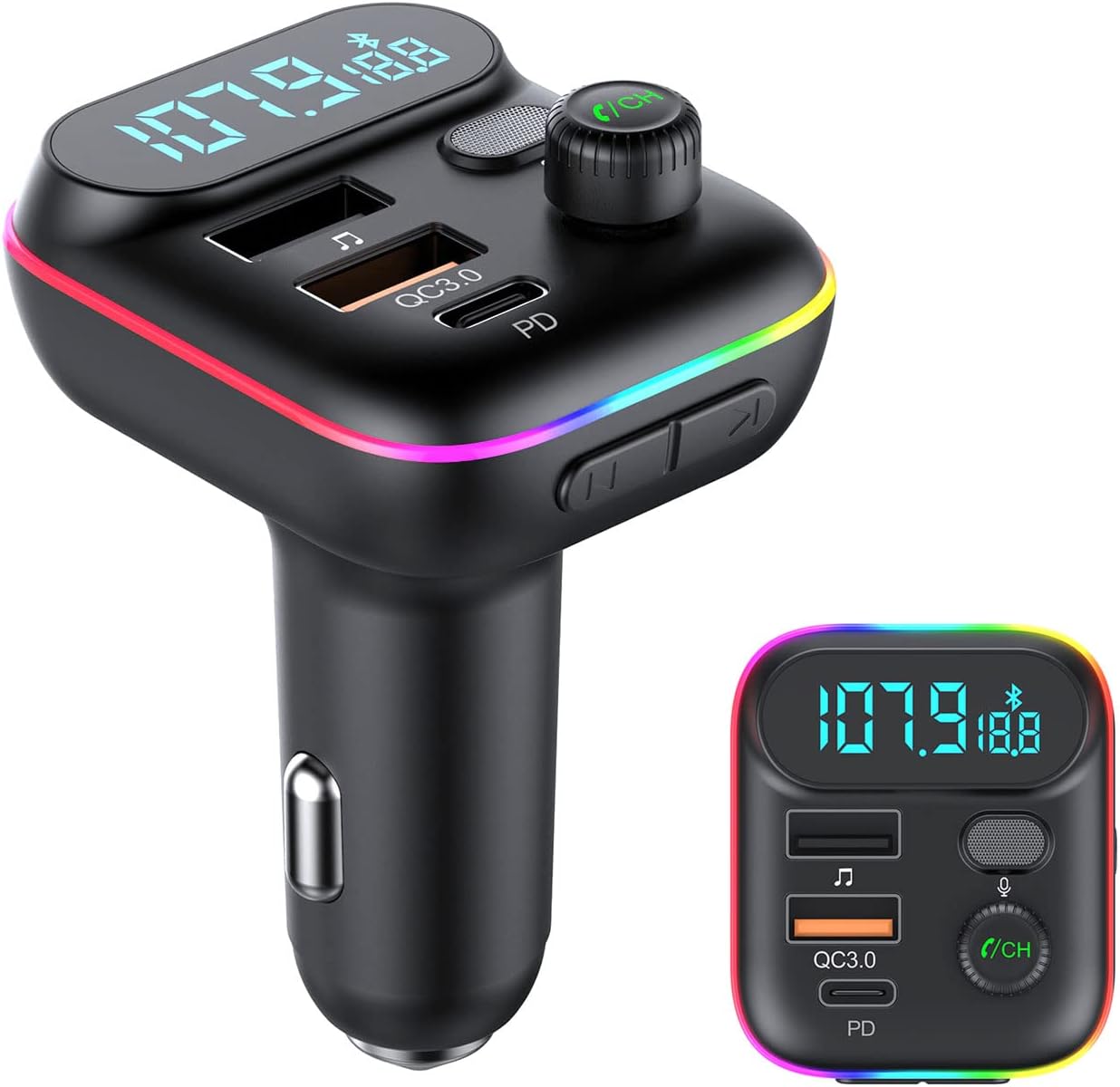 ORIA Bluetooth 5,0 FM Transmitter, Auto UKW Radio Adapter, mit PD 20W