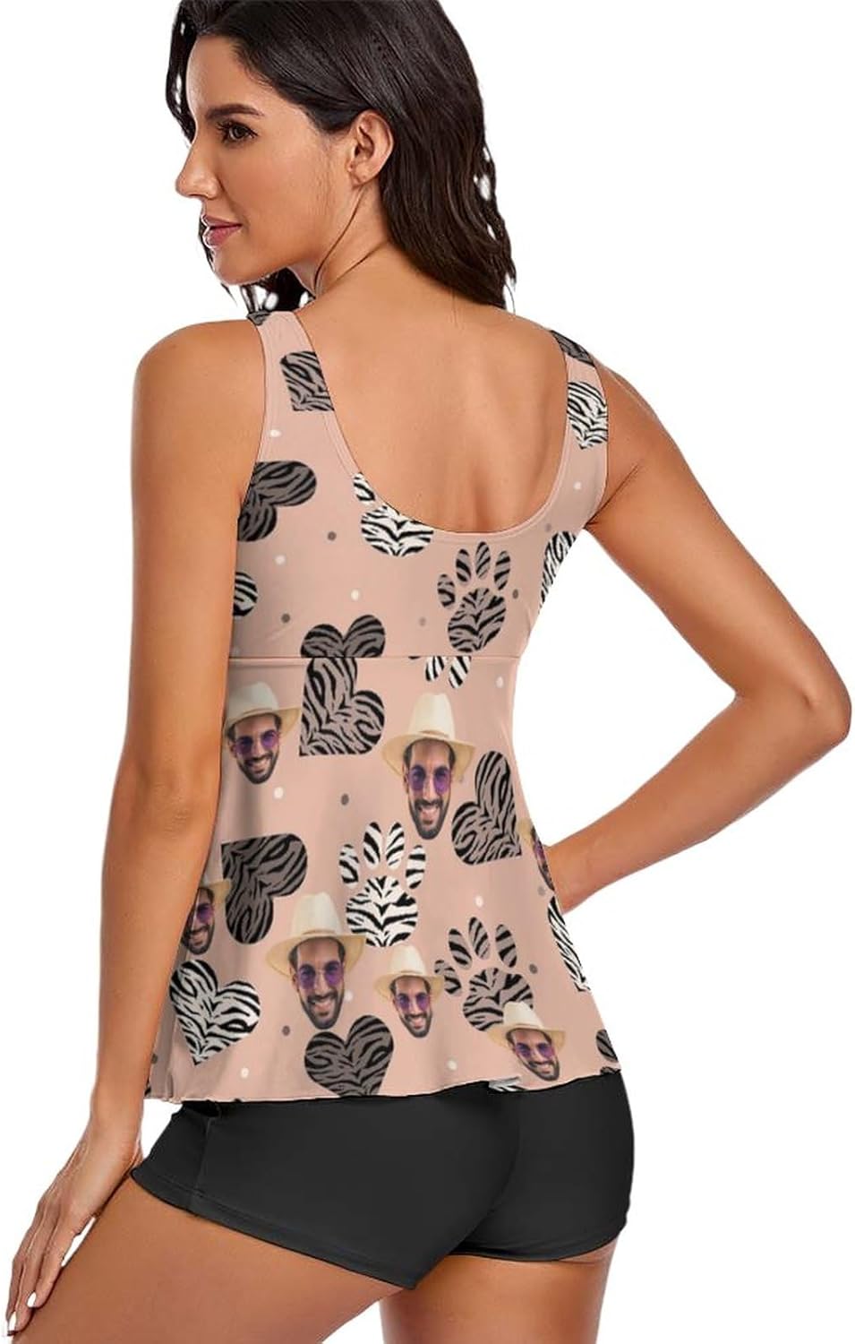 Custom Husband Face Two Piece Swimsuits Personalized American Flag Bathing Suit Funny Photo Swimwear Summer Gifts