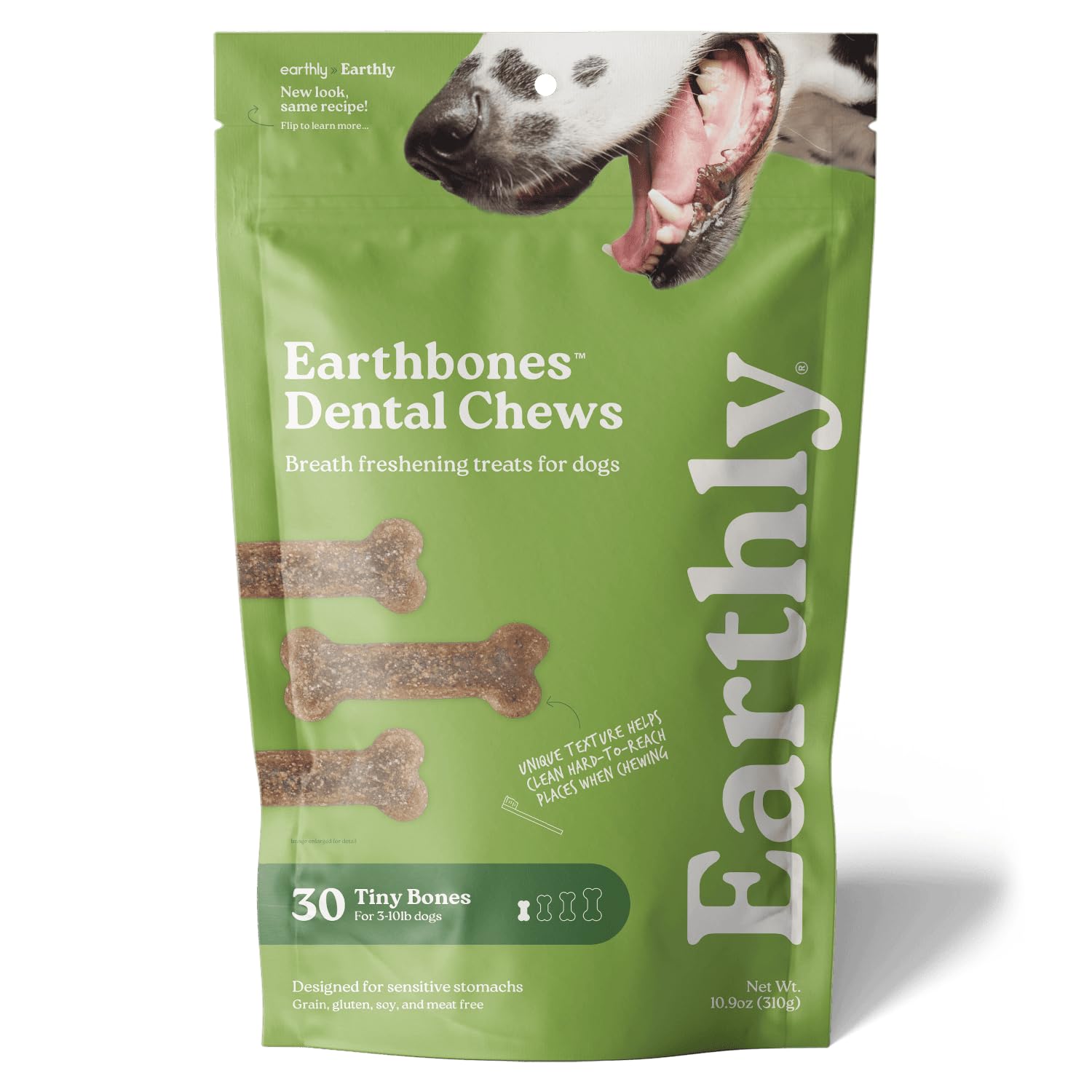 Earthbones Dental Chews for Dogs 3-10lbs, 30 Bones