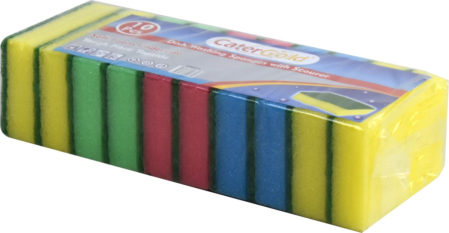 Cleaning Absorbant Foam Sponge Scourers 10PK, Multicolor - Image 3