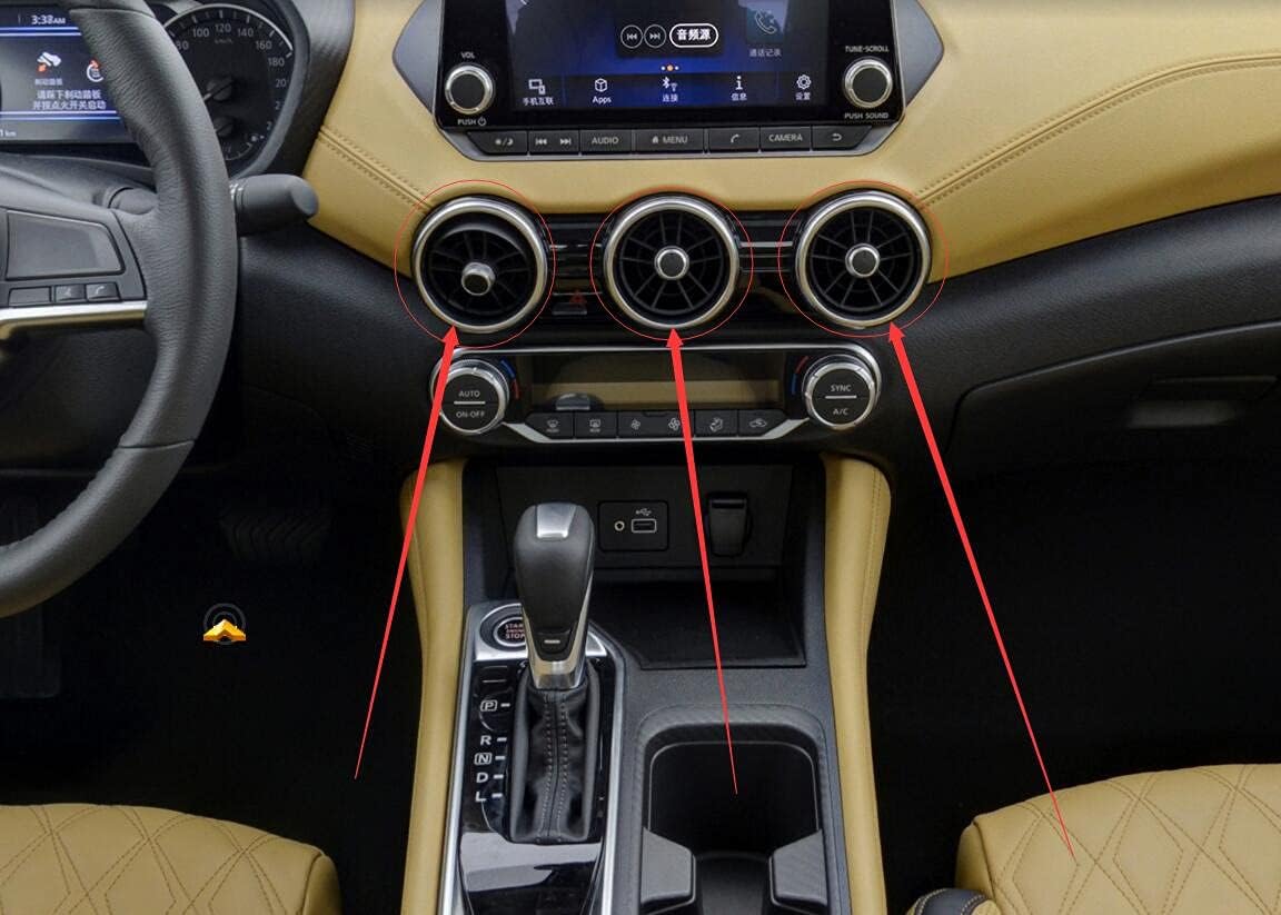 Car Interior Bling Accessories fit for Nissan SENTRA 2019-2022 Car Inner Fitting Trim Decals Sticker (Silver, Air Conditioner Outlet Rings 3 Pieces)
