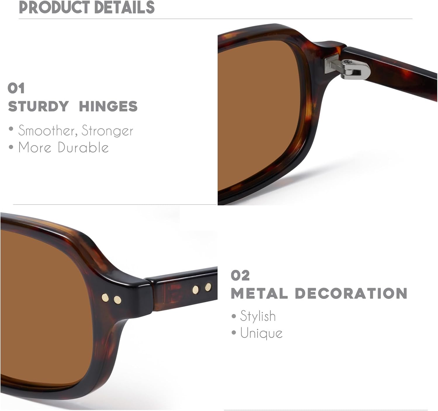 mosanana Trendy Retro Rectangle Sunglasses for Women Small Narrow Square Frame MS52592 - Image 5