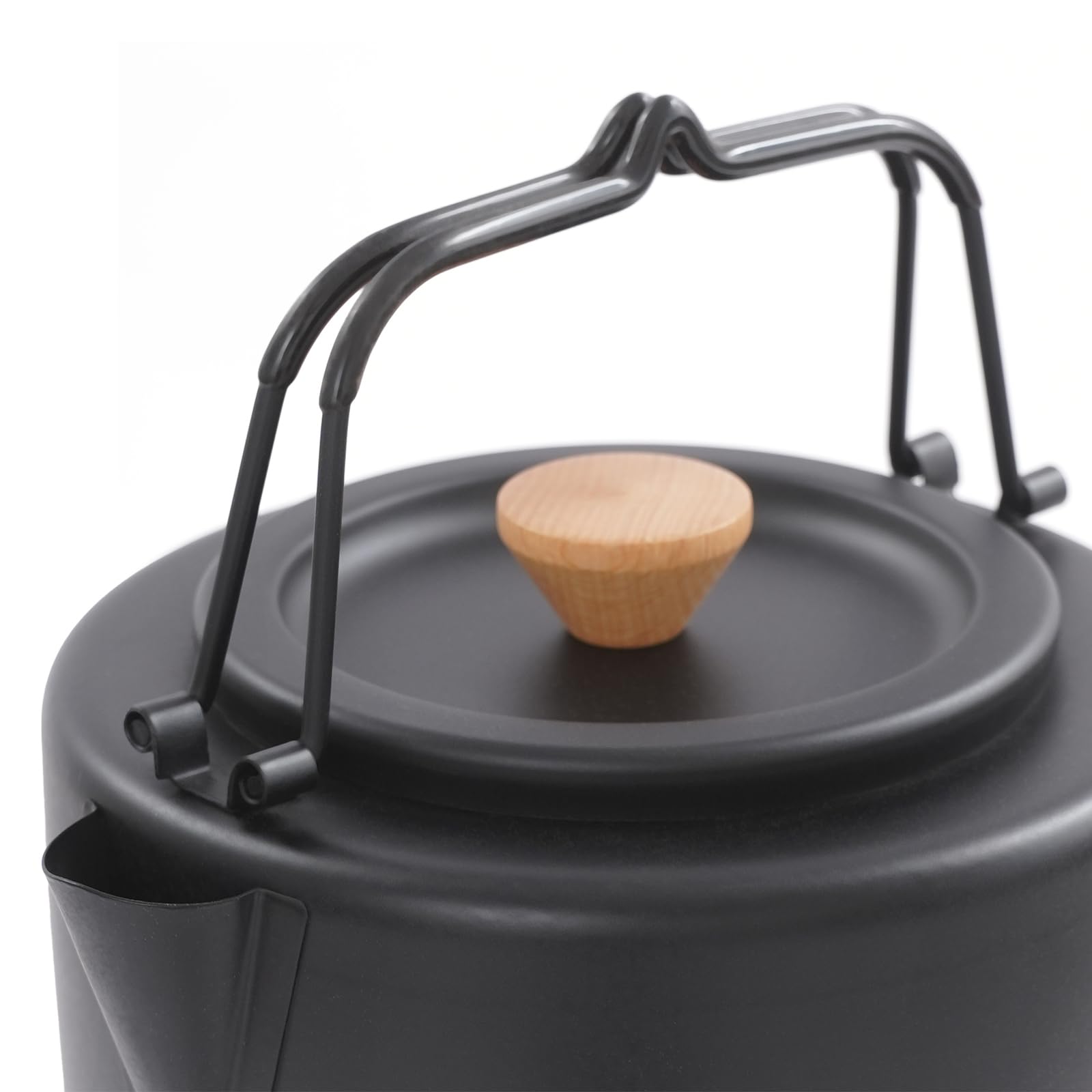 Bouilloire de camping 1 l, bouilloire portable en acier inoxydable, ultra légère, pour randonnée, camping, pique-nique (noir)