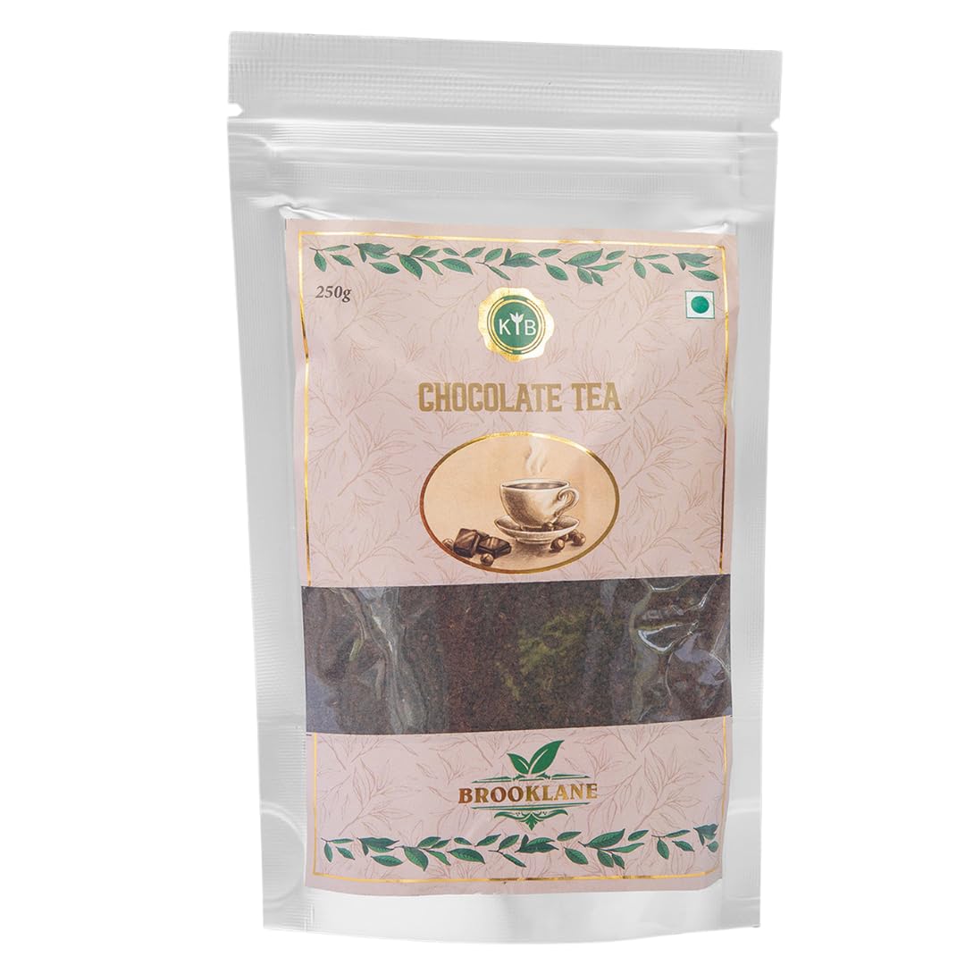 BROOKLANE Chocolate Tea 250gm | 100% Organic Nilgiri Blend | Premium Hand Picked Leaves | Chocolate Flavour | Natural No Artficial Flavours | Rich and Decedant with Cocoa Powder-image-40