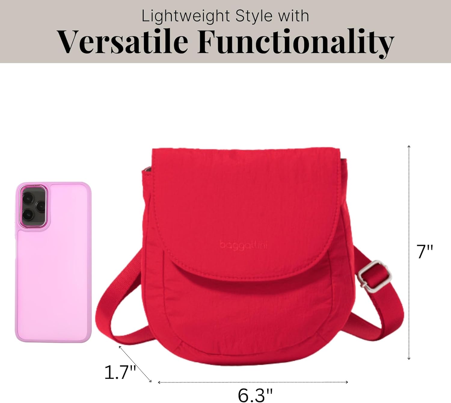 Baggallini Swift Flap Mini Crossbody - 6.3"x7" Lightweight Small Travel Purse with Crossbody Strap and RFID - Image 3