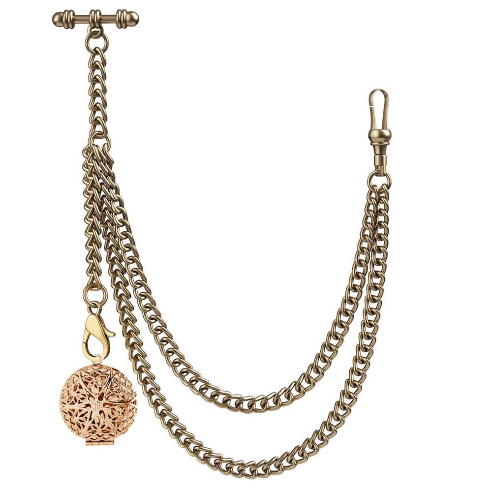Chaîne de montre de poche Albert avec médaillon grille bronze