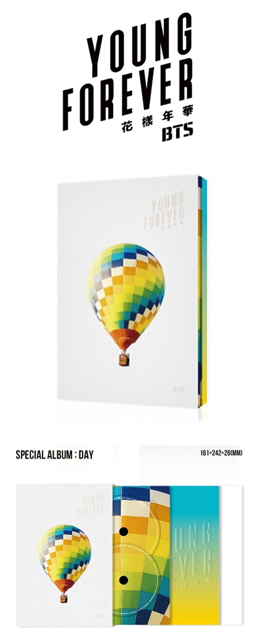 BTS Young Forever [Day Version] The Most Beautiful Moment in Life Album 2CDs+Poster+Photobook+Polaroid Photocard+(Extra BTS 6 Photocards+1 Double-Sided Photocard+Logo Sticker)