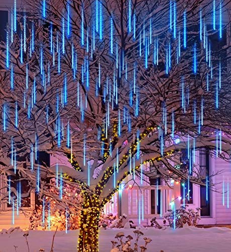 Joiedomi Christmas Meteor Shower Lights Falling Rain Drop Icicle String Lights 540 Leds 10 Tube 50Cm For Christmas Holiday Party Home Patio Outdoor Decoration (Blue) #TOP1