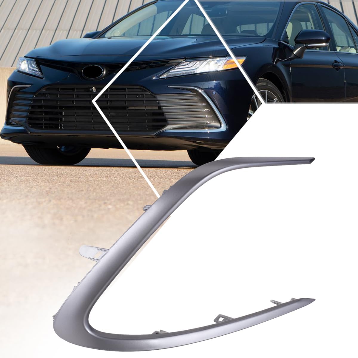 Factory Style Front Right Passenger Side Bumper Cover Molding Compatible with 21-23 Toyota Camry LE,Smooth Dark Gray