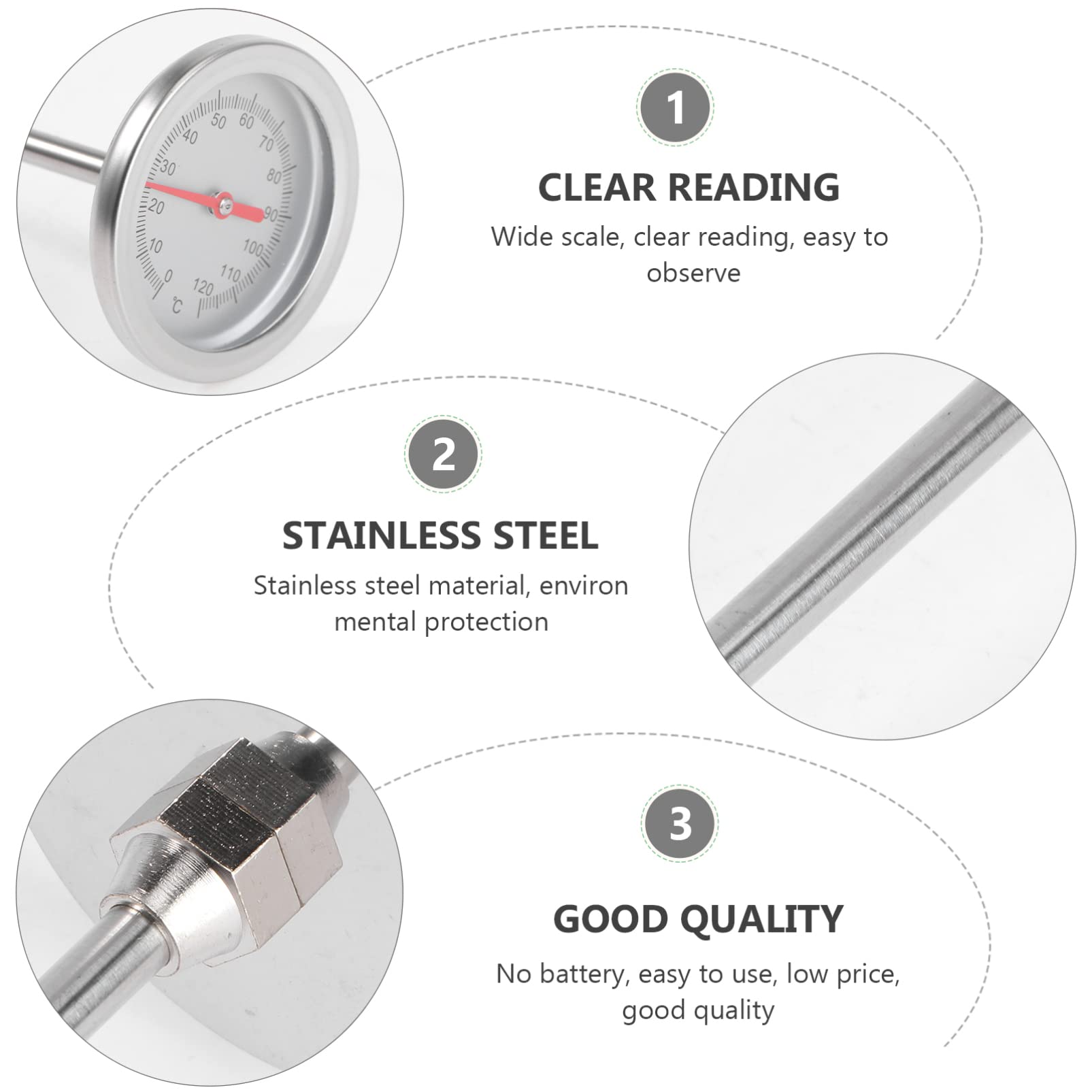 Toddmomy 2pièces Thermomètre à Sol Acier Inoxydable Pour Jardinage Et Compost Outil De Détection De Température Pratique Batterie