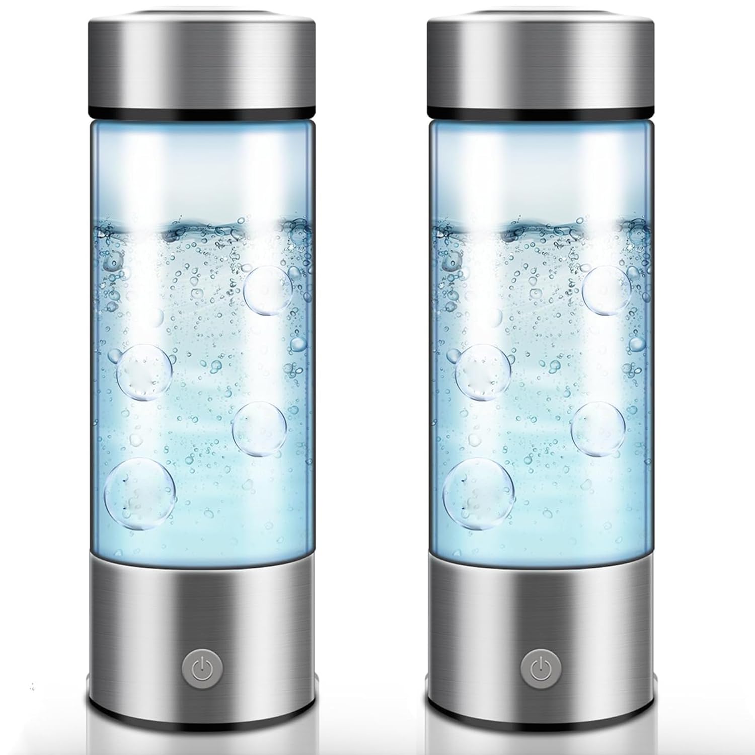 hydrogen water bottle 14oz - portable hydrogen water ionizer machine - hydrogen water generator - hydrogen rich water glass health cup for home office travel (2 pack)