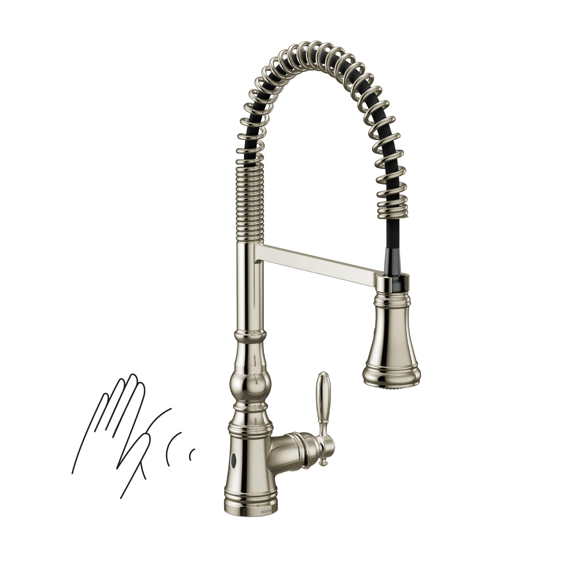 Moen S73104EWNL Weymouth Single Handle Pre-Rinse Spring Pulldown ...