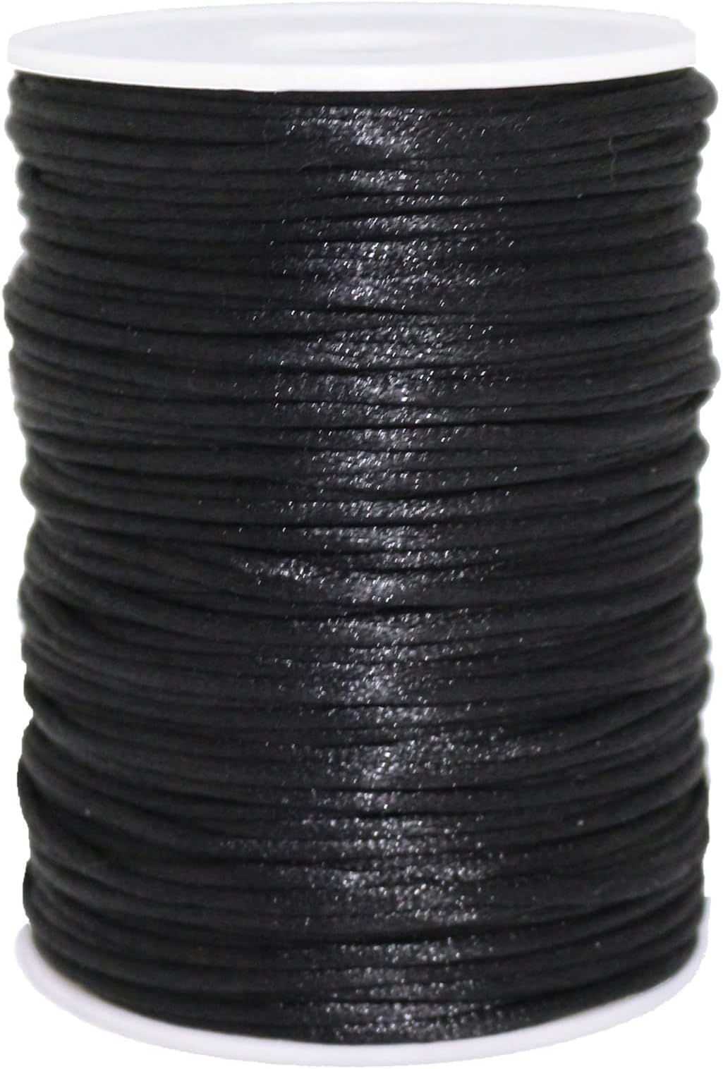 FQTANJU 2mm x 100 Yards Premium Quality Rattail Nylon Satin Cord Roll, Kumihimo Rattail,Chinese Knot, (Black)