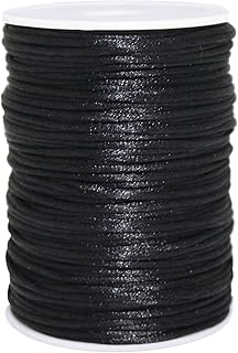 FQTANJU 2mm x 100 Yards Premium Quality Rattail Nylon Satin Cord Roll, Kumihimo Rattail,Chinese Knot, (Black)