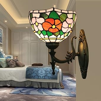 カリモク ビンテージミラー ステンドグラス付き-