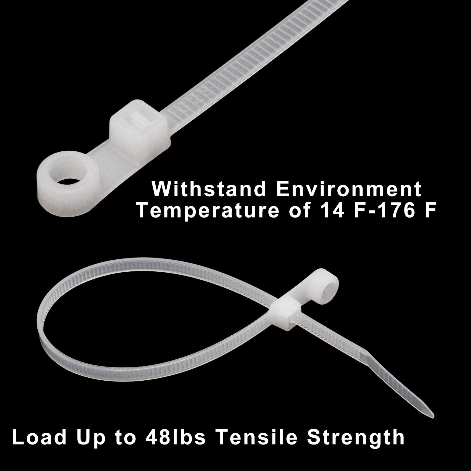 小物 vatie YuGtcen Zip Ties with Screw Hole 8 inch, 150 Pcs Mountable