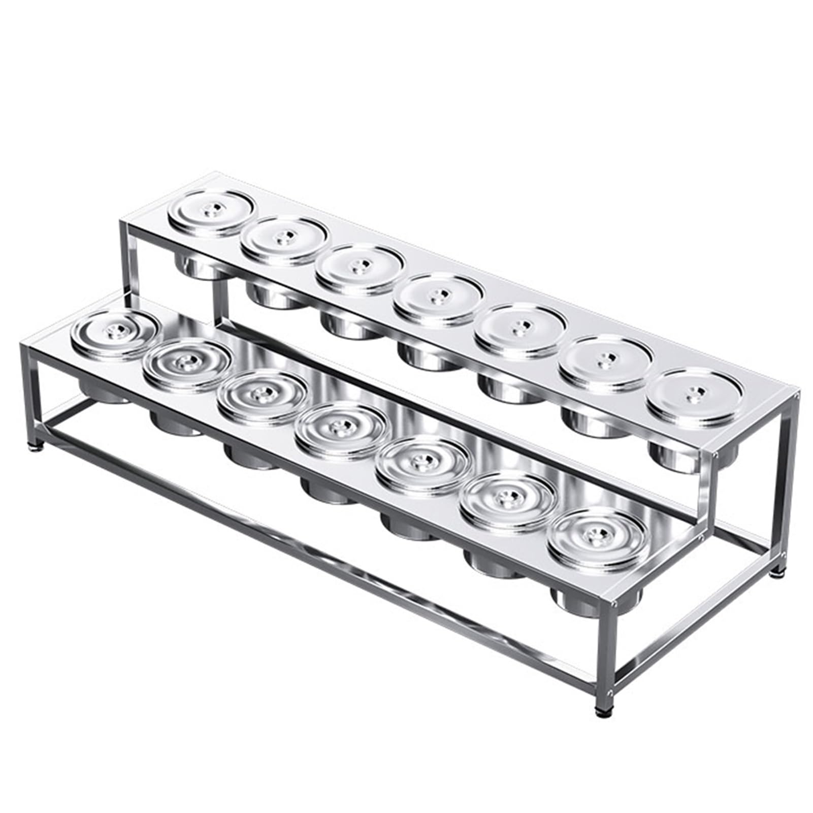 Aserzenith 100X37x26cm Stainless Steel Spice Racks With Pans And Lids, Commercial Spice Rack Set For Kitchen Buffets, Countertop Dispenser Condiment Racks For Seasoning Sauce Salad Jam Ingredients,