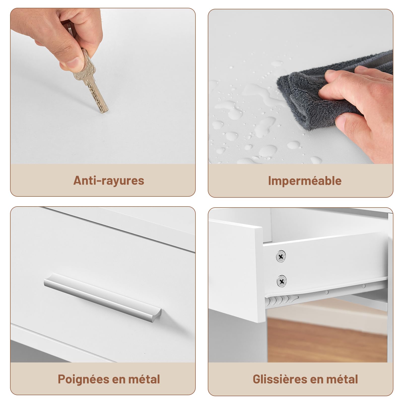 TEENFON Coiffeuse avec Miroir, Coiffeuse avec Lumières, Luminosité Réglable, Table de Maquillage avec Prise,Blanc,7 Tiroirs,Support pour SèChe-Cheveux,Grand Miroir