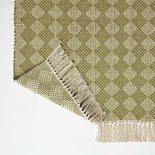 Tapis géométrique à franges HOMESCAPES en coton lavable - 6