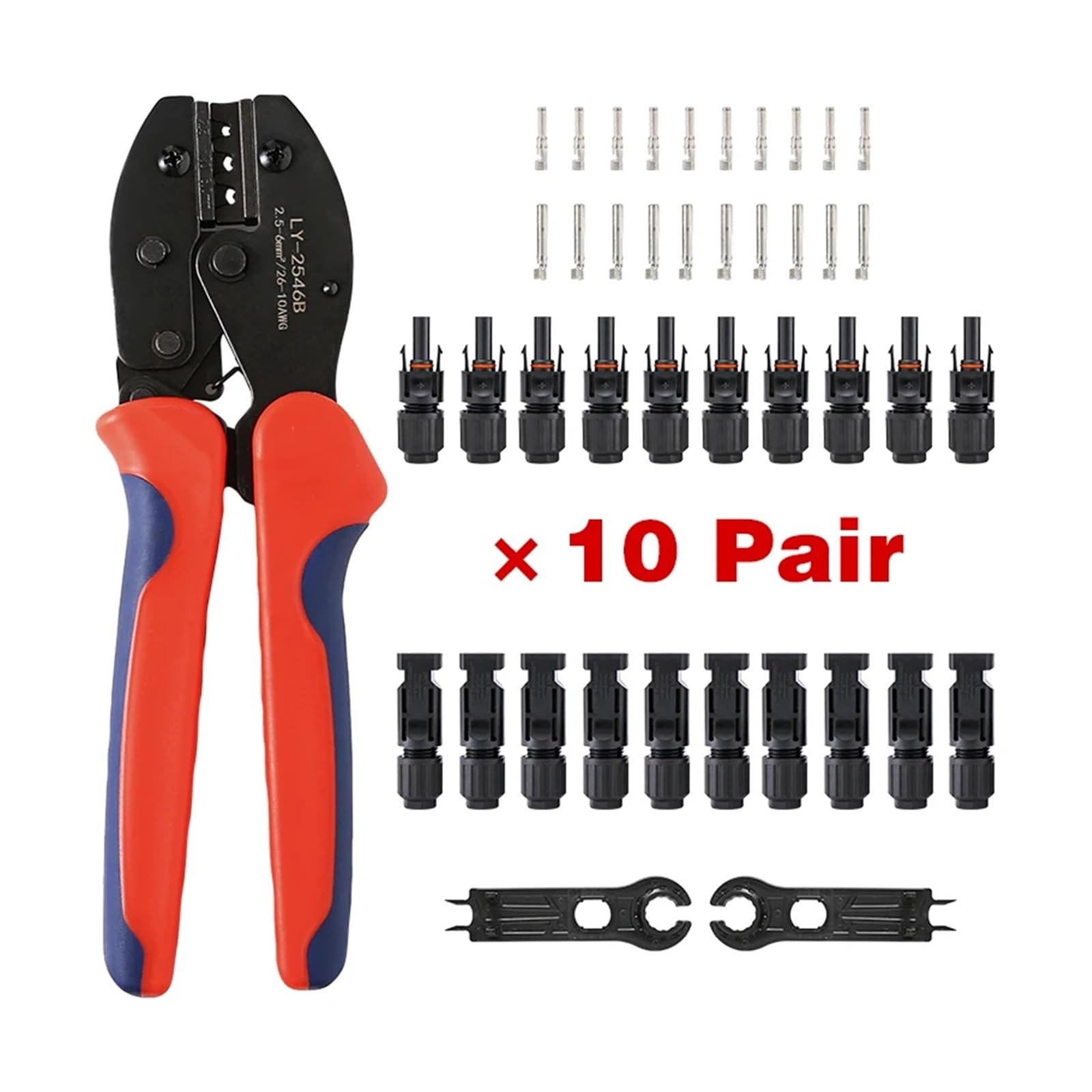 10 Paar Solar-PV-Steckverbinder mit Crimpzange, 1000 V, 30 A(20Pair and Tool)