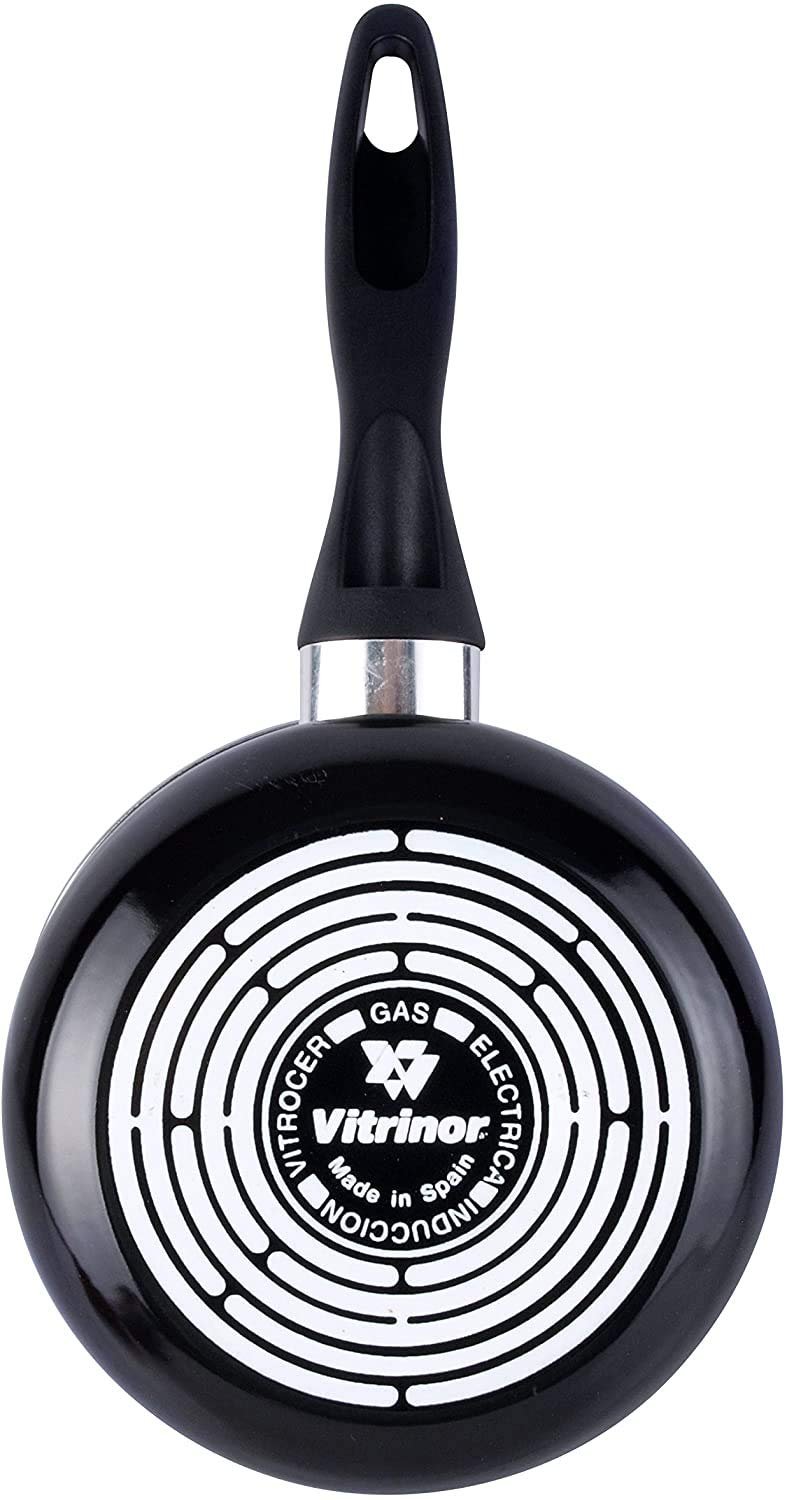 MAGEFESA 2422800 Cazo de acero esmaltado, Antiadherente bicapa reforzado, Negro, 14 cm
