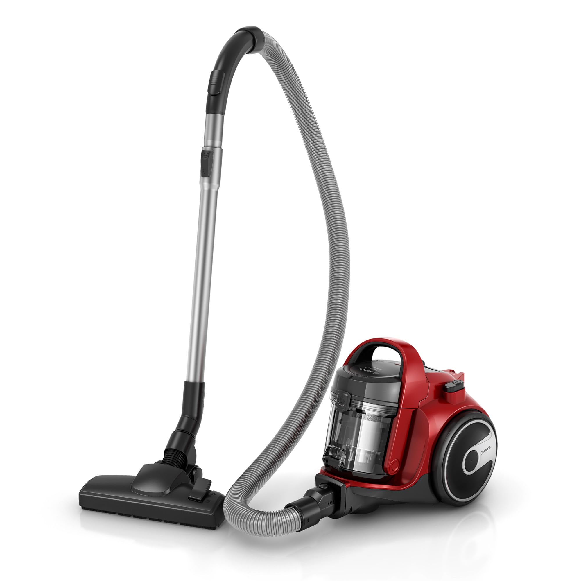 Bosch BGC05AAA2 Aspirapolvere a Traino Senza Sacco con Filtro Igienico PureAir, Design Compatto, Potente, Rosso