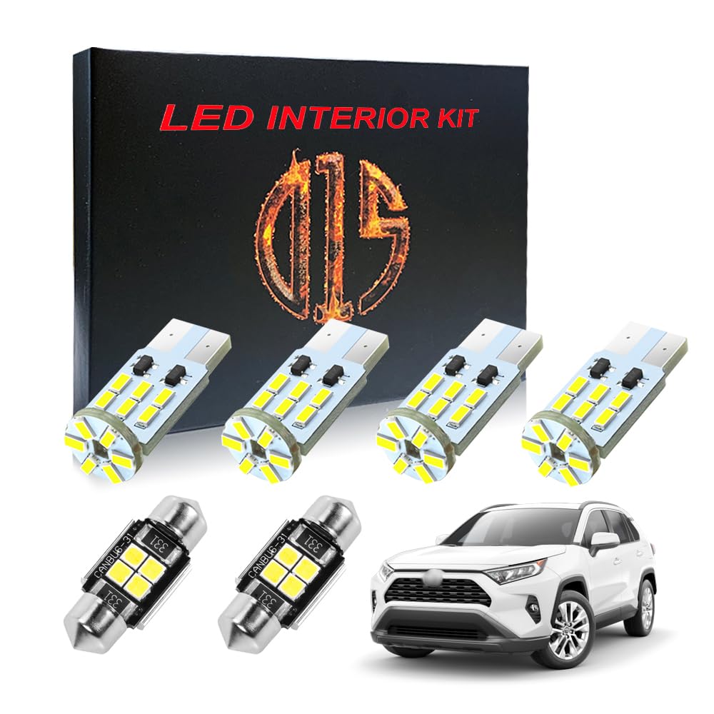 D15 Lighting LED Interior Light Kit Accessories for Toyota Rav4 2006-2022 6000k Bright White Map Dome Visor Cargo Bulbs (9 Pieces)
